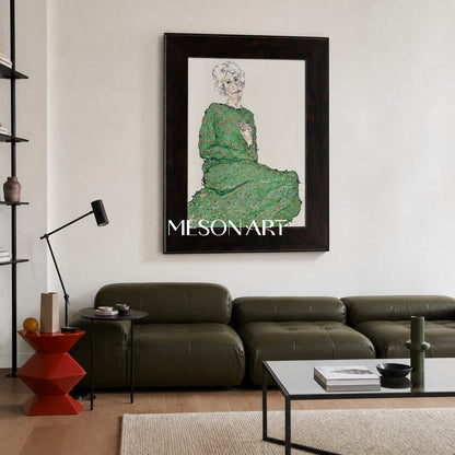 Green And White Fine Art Collectible Painting Rectangular Wall Decor For Living Room By Mesonart