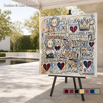 Original Abstract Pop Art Painting With Iconic Figures For Modern Living Room