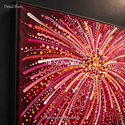 Red And Gold Fireworks Abstract Expressionism Art Rectangular Wall Decor For Living Room By Mesonart