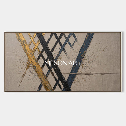 Minimalist Abstract Painting With Gold Accents For Living Room And Home Office Decor