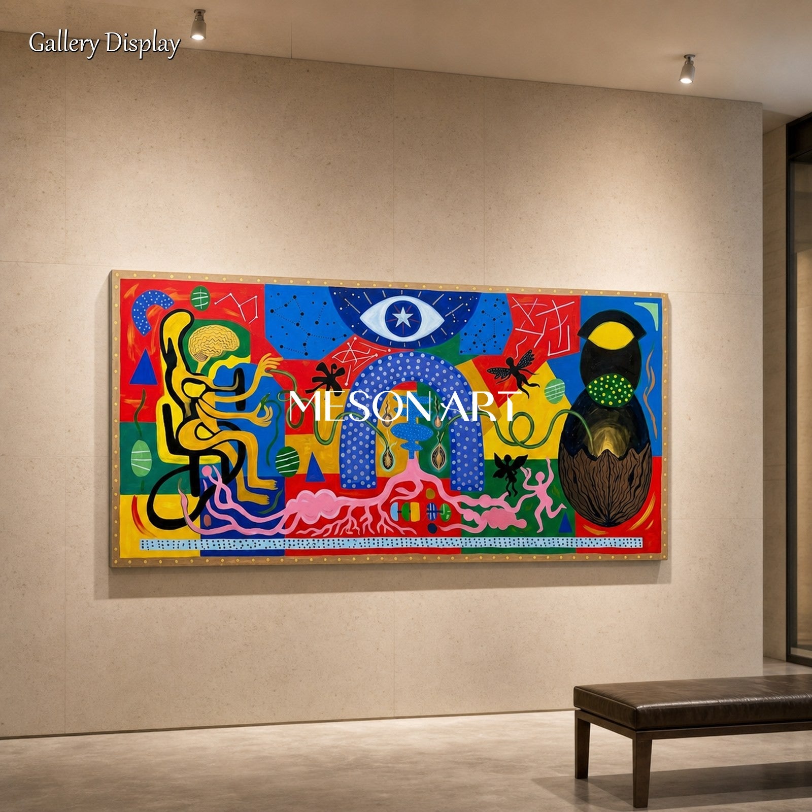 Vibrant Abstract Surrealist Painting With Bold Colors For Modern Living Room Wall Art Decor