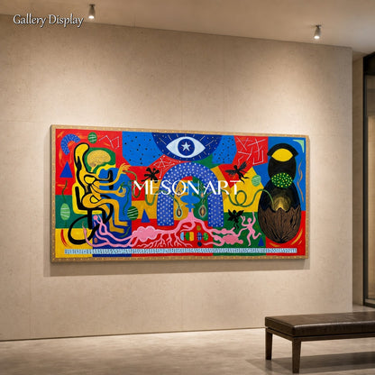 Vibrant Abstract Surrealist Painting With Bold Colors For Modern Living Room Wall Art Decor