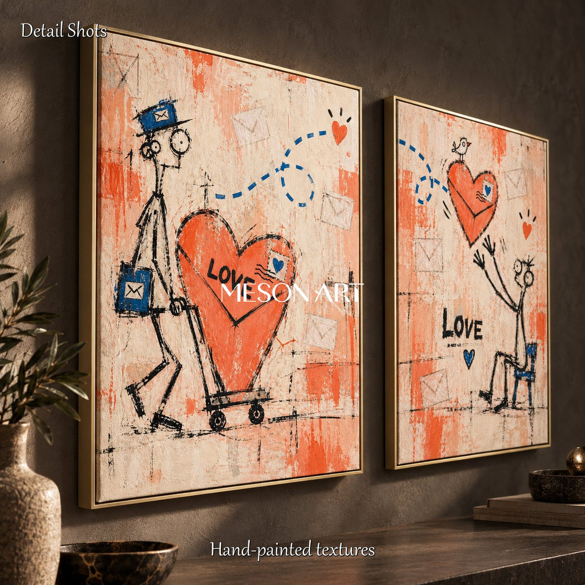 Orange And Beige Abstract Graffiti Painting Original Artist Hand Painted Contemporary Wall Art For Living Room By Mesonart