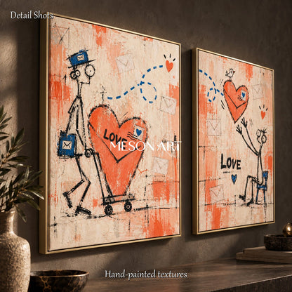 Orange And Beige Abstract Graffiti Painting Original Artist Hand Painted Contemporary Wall Art For Living Room By Mesonart
