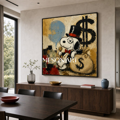 Luxury Graffiti Pop Art Painting With Gold Accents For Modern Living Room Decor