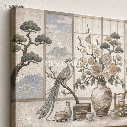 Luxury Chinoiserie Wall Art With Birds And Flowers For Living Room Decor