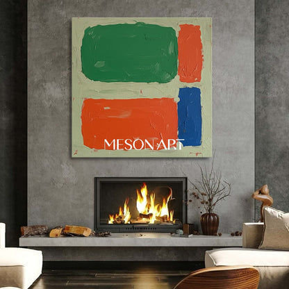 Orange Abstract Geometric Framed Canvas Oversized Bedroom Decor Shop