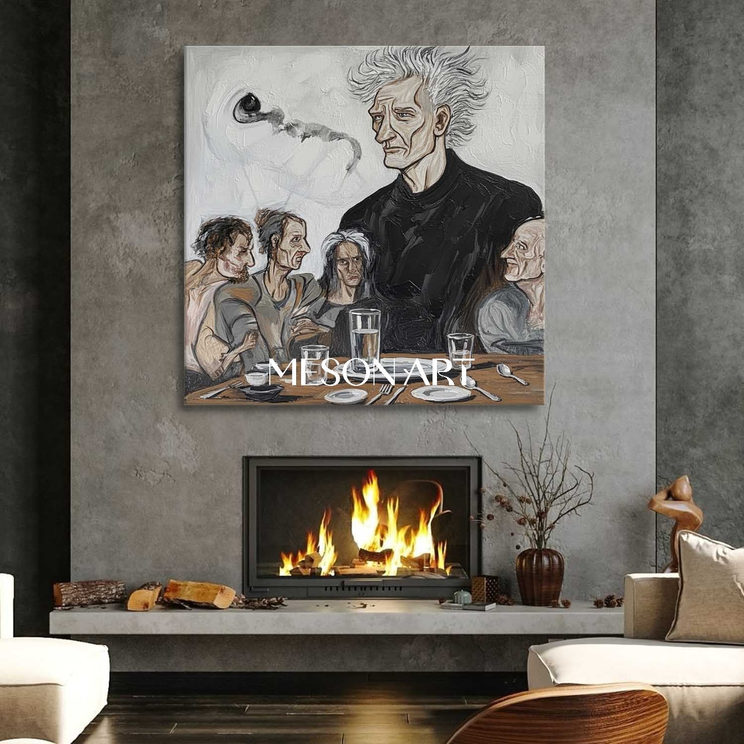 Modern Expressionist Portrait Art Handmade Painting Living Room Canvas