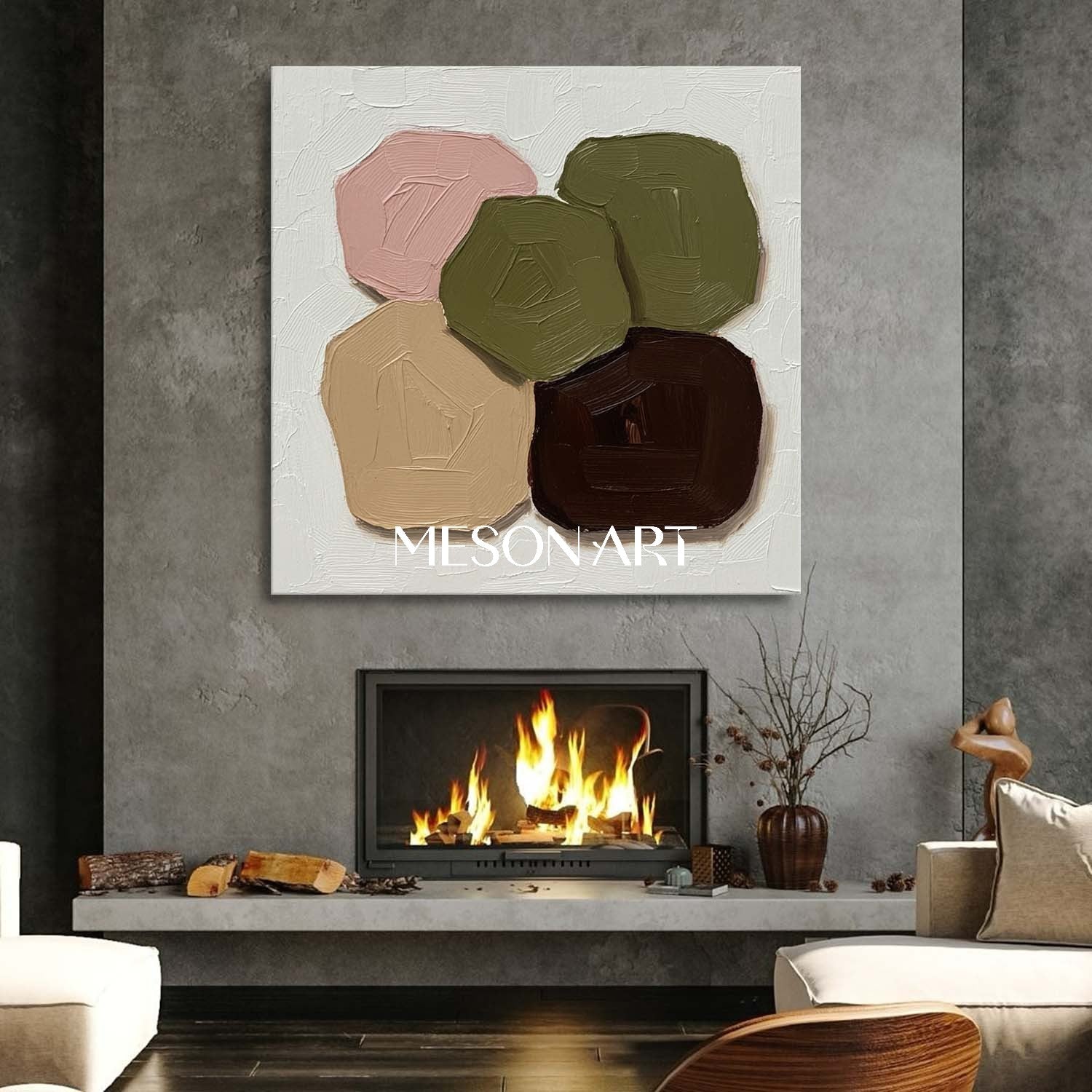 Contemporary Minimalist Abstract Geometric Hand Painted Textured Art