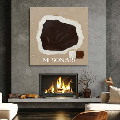 Brown Contemporary Minimalist Textured Painting Framed Canvas Entryway