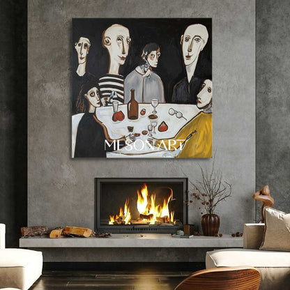 Modern Expressionist Ar Oil Painting Dining Room Wall Art Big Canvas