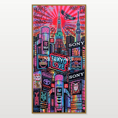 Pink And Black Graffiti Art Paintings Banksy Style Panoramic Wall Decor For Living Room By Mesonart