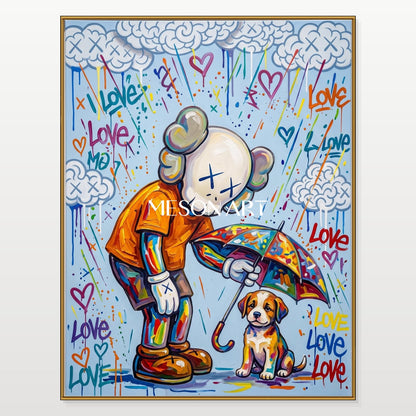 Vibrant Graffiti Art Painting With Love Theme For Modern Living Rooms And Kids Spaces