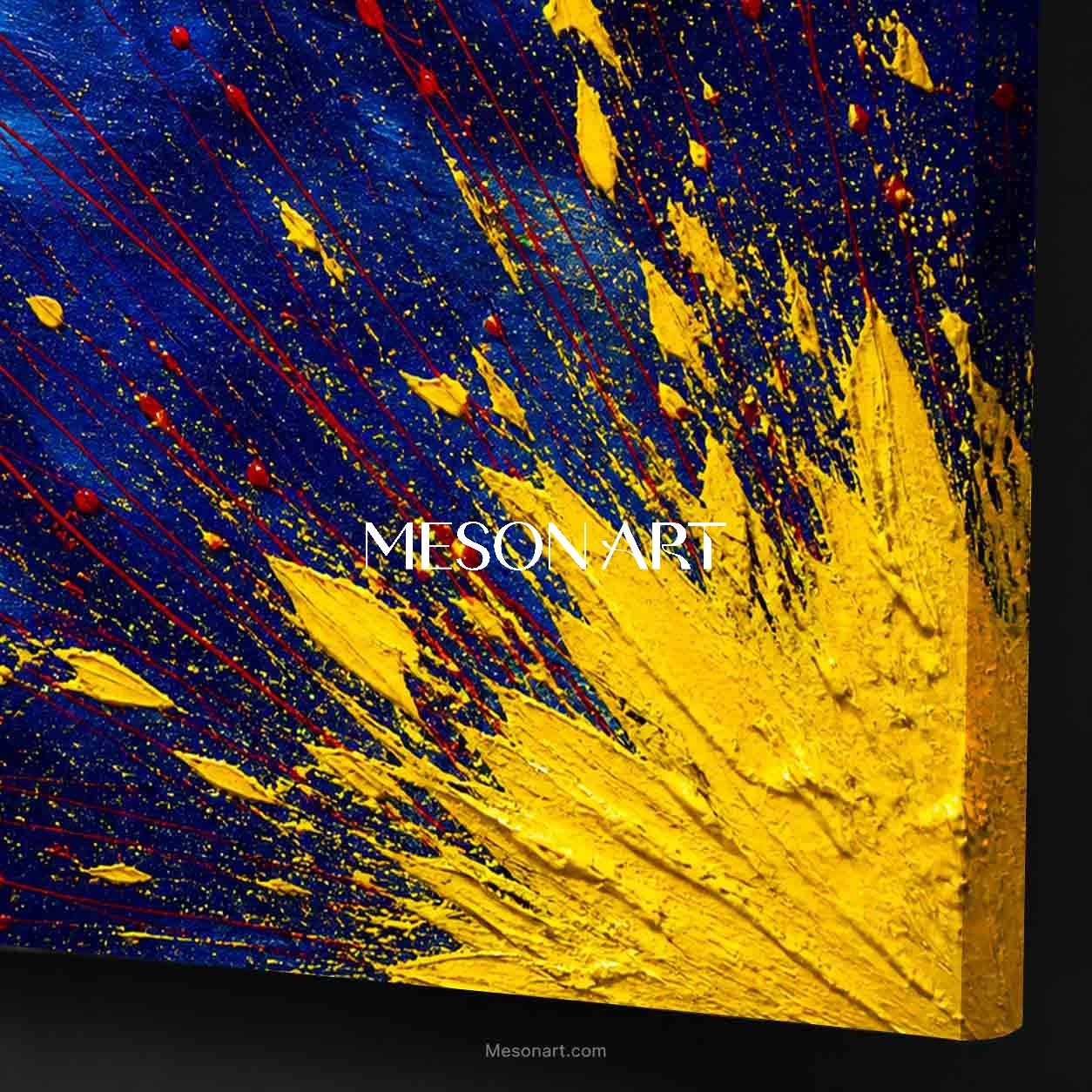 Abstract Expressionist Art With Blue And Yellow Textures For Modern Living Room Decor