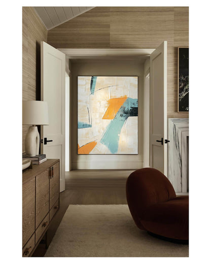 Beige and Blue Minimalist Canvas Wall Art Beige and Blue Texture Painting Blue Living Room Minimalist Wall Decor