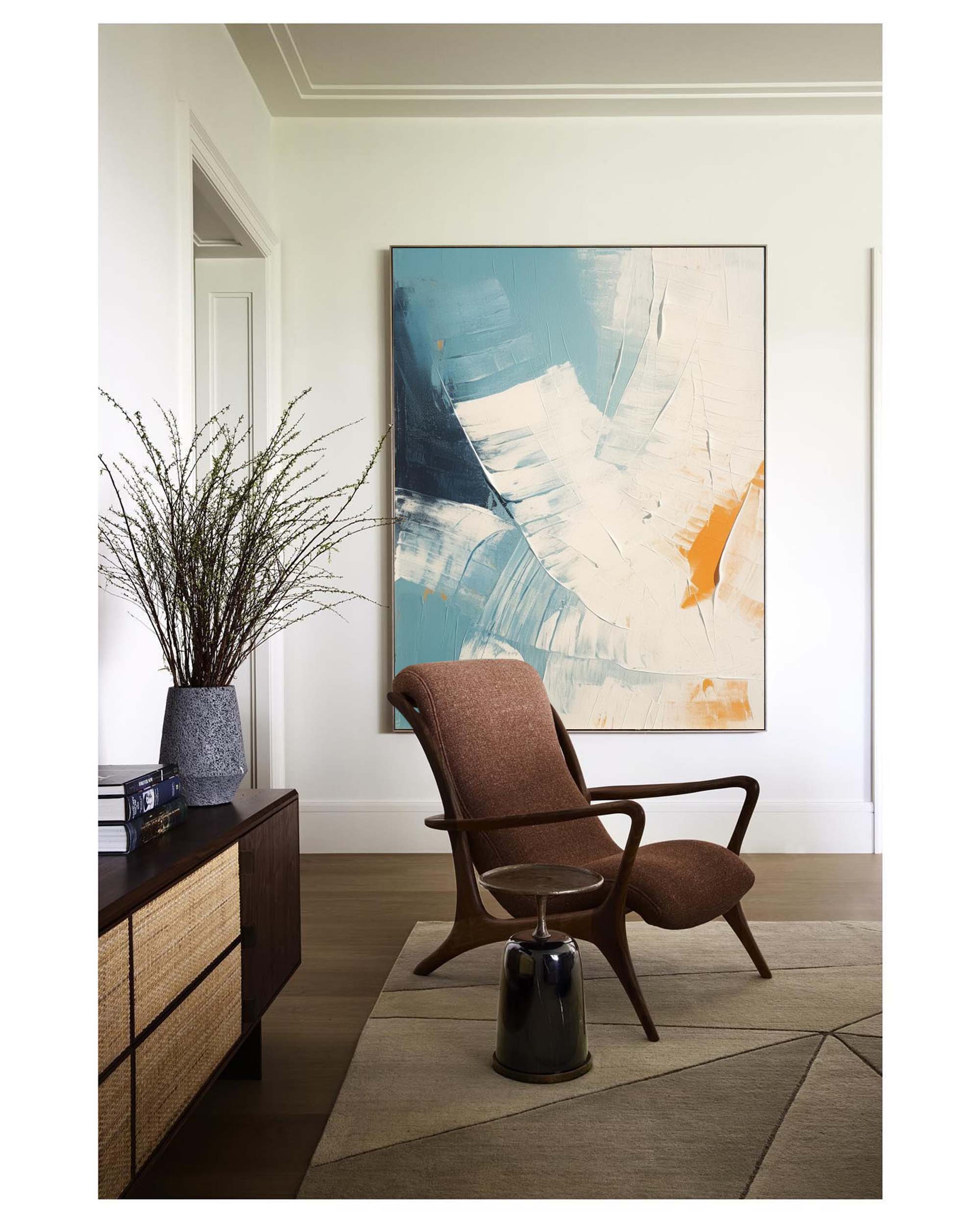 Blue and White Minimalist Wall Art Blue and White Texture Painting Living Room Minimalist Wall Decor