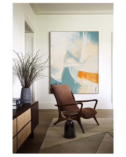 White and Blue Minimalist Canvas Abstract Art White and Blue Texture Painting Living Room Minimalist Wall Decor