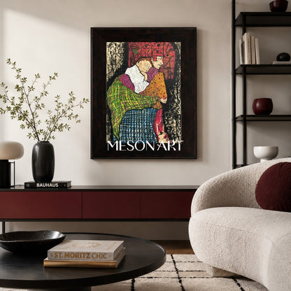 Green And Red Contemporary Painting Original Artist Hand Painted Rectangular Wall Art For Living Room By Mesonart