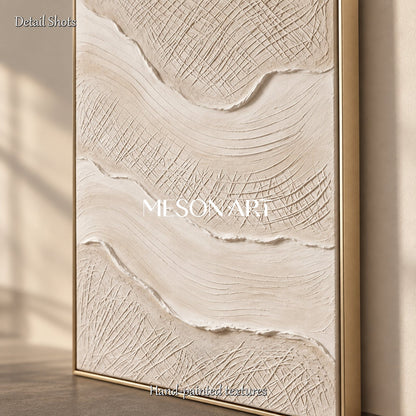 Beige 3D Textured Decorative Painting Panoramic Rectangular Wall Art Original Artist Hand Painted By Mesonart