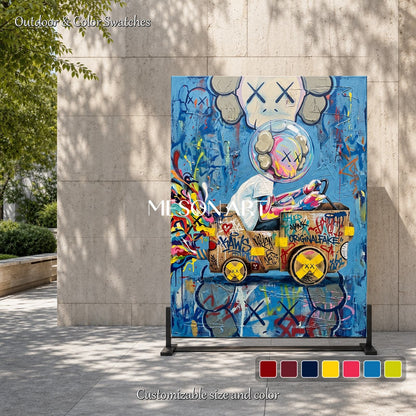 Bold Graffiti Art Painting With Pop Culture Icons For Modern Living Room Decor