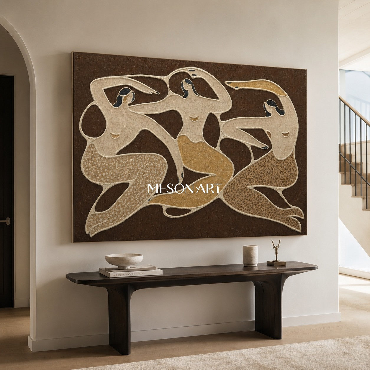 Abstract Figurative Art With Earth Tones For Contemporary Home Decor