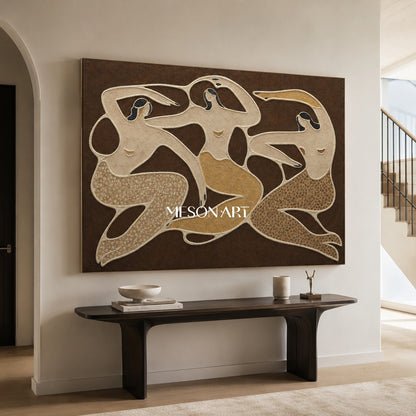 Abstract Figurative Art With Earth Tones For Contemporary Home Decor