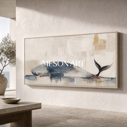 Large Minimalist Whale Oil Painting Abstract Canvas Wall Art Decor For Modern Living Room Bedroom