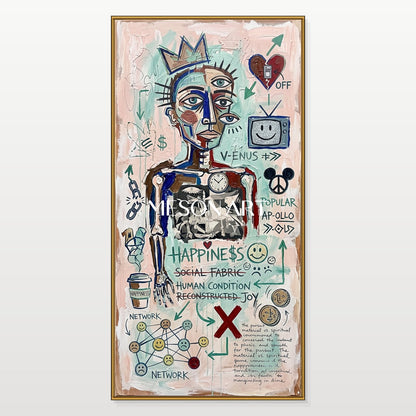 Original Pop Art Abstract Painting With Social Commentary For Modern Living Room Decor