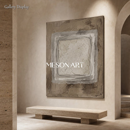 Minimalist Abstract Painting With Textured Relief For Modern Living Room Decor