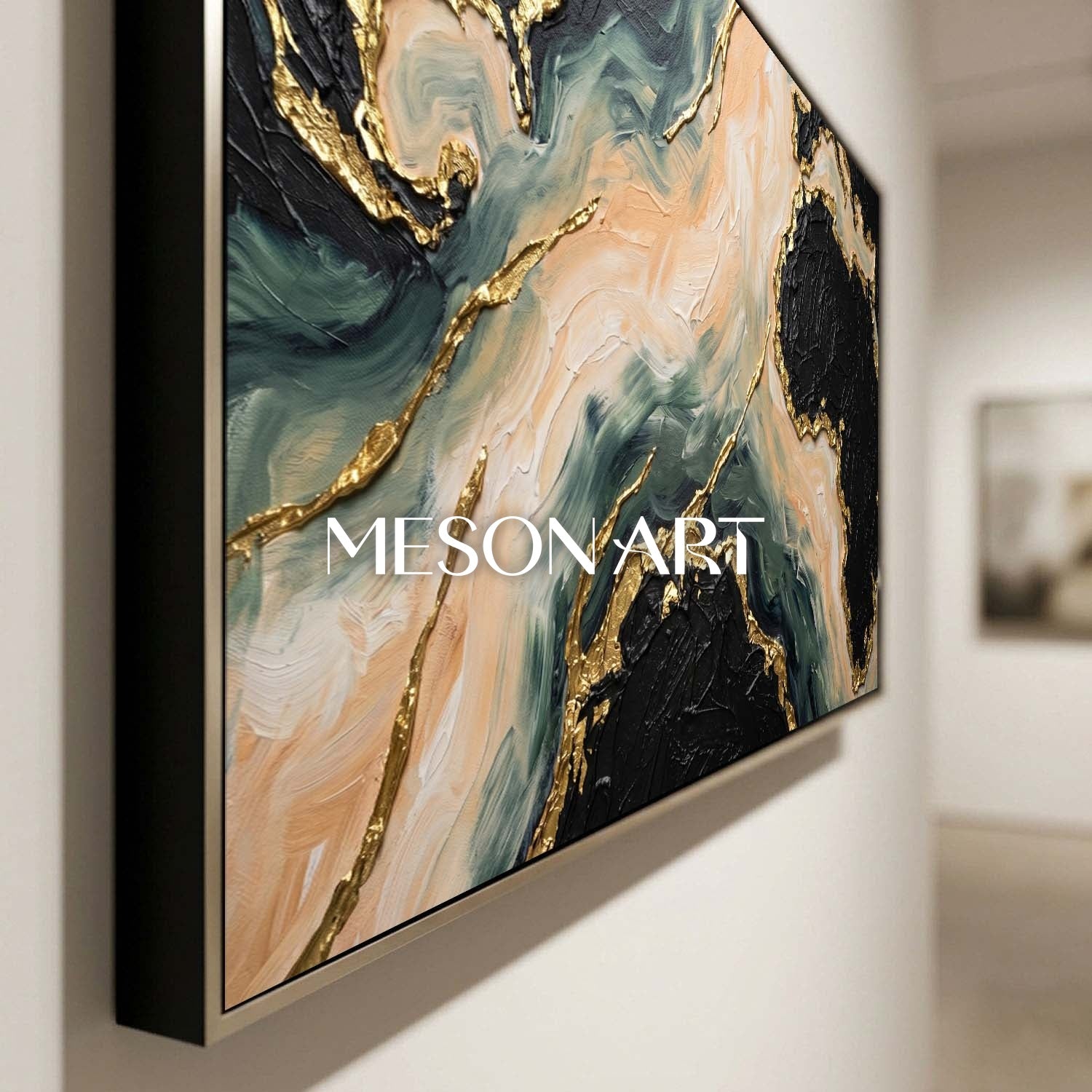 Gilded Tides Abstract Plaster Art With Gold Accents For Modern Living Room Entryway Decor