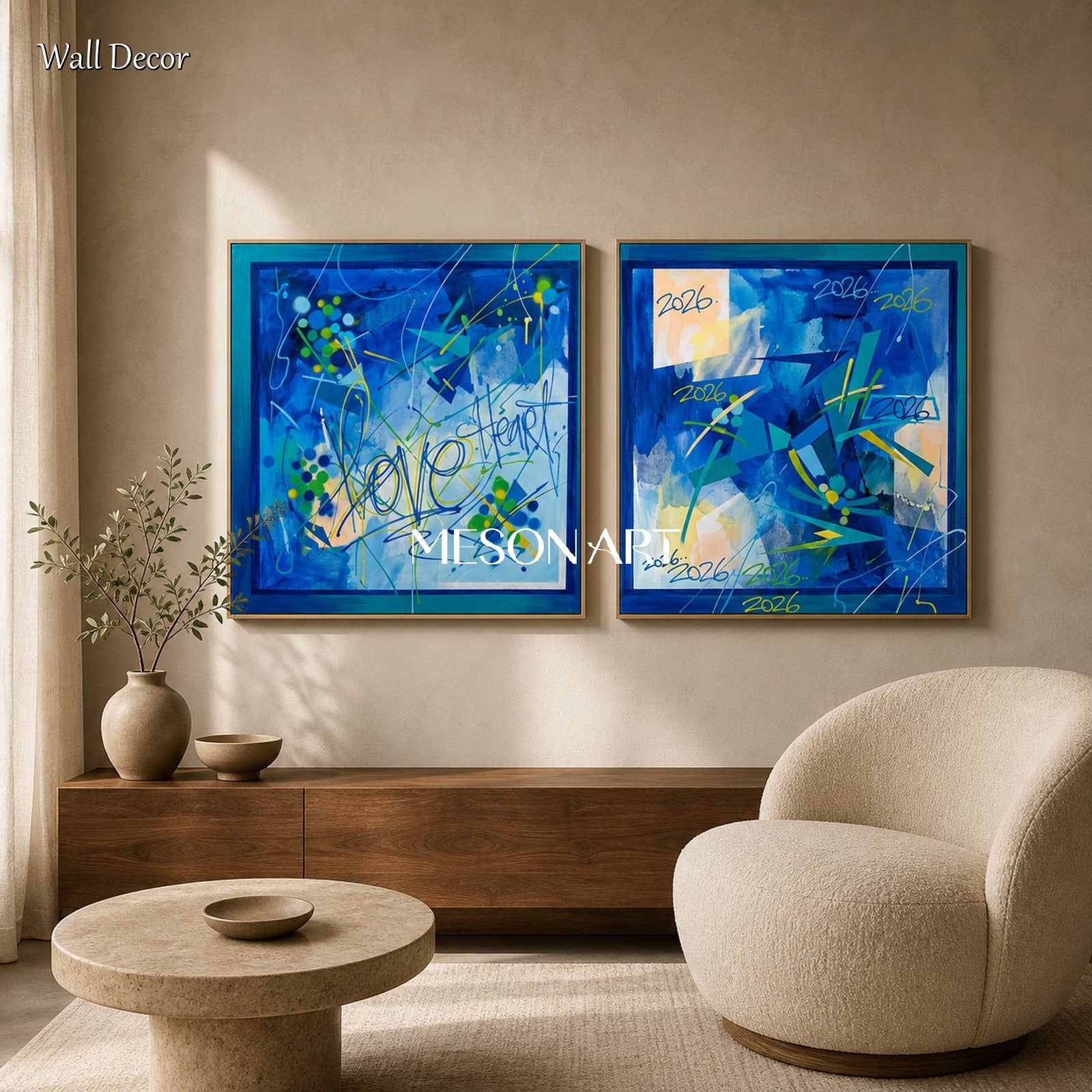 Blue Graffiti Art Square Wall Decor Cool Banksy Style Original Artist Painting By Mesonart