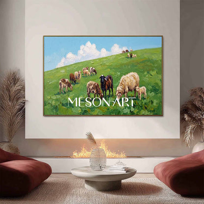 Cozy Farm Animal Painting With Rich Colors For Dining Room And Entryway