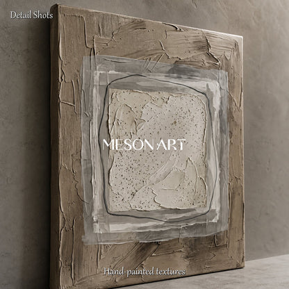 Minimalist Abstract Painting With Textured Relief For Modern Living Room Decor