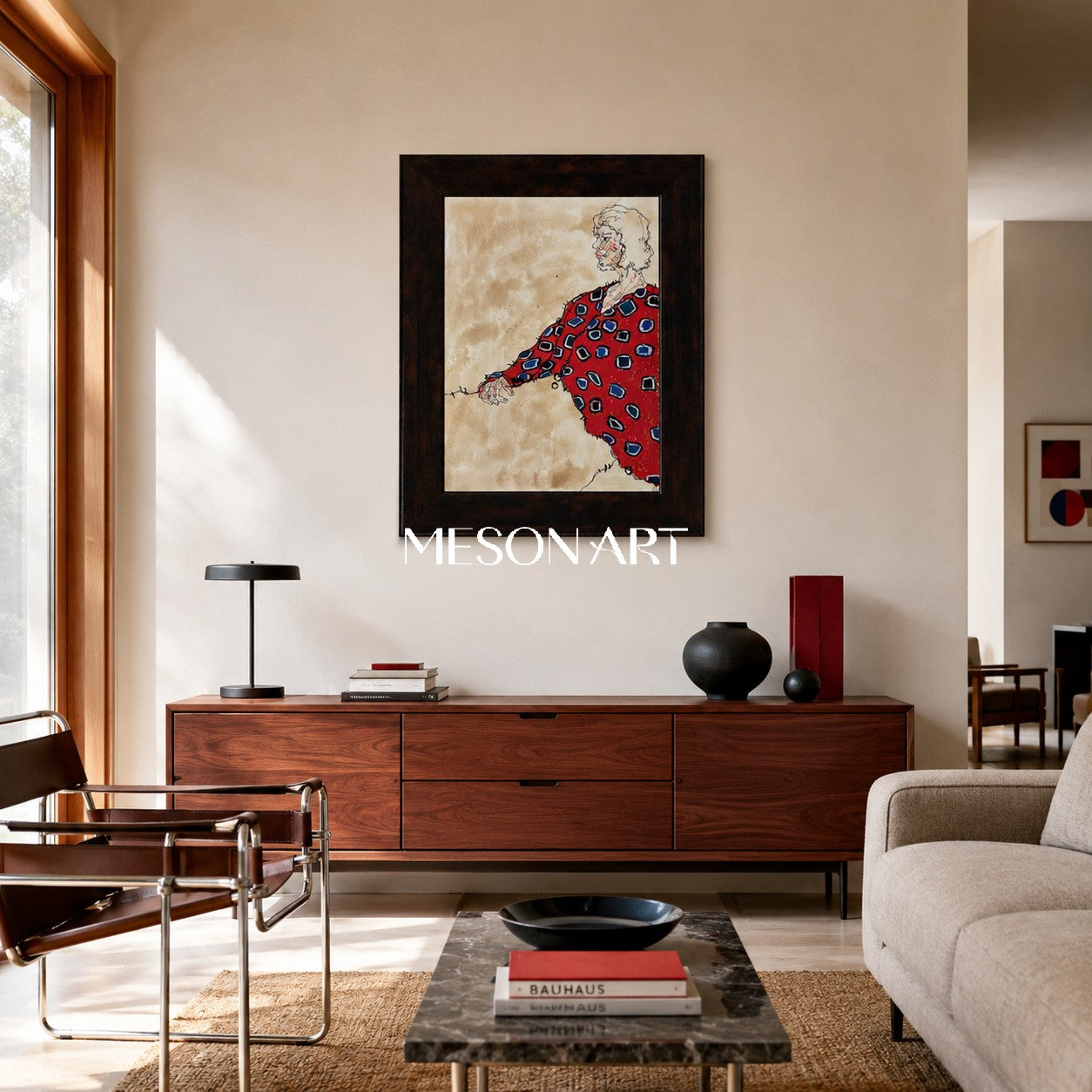 Red And Beige Contemporary Painting Original Artist Statement Artwork Rectangular Wall Decor For Living Room By Mesonart
