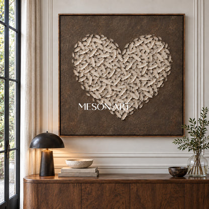 Beige And Brown Abstract Impasto Art Square Wall Decor For Living Room Original Artist By Mesonart