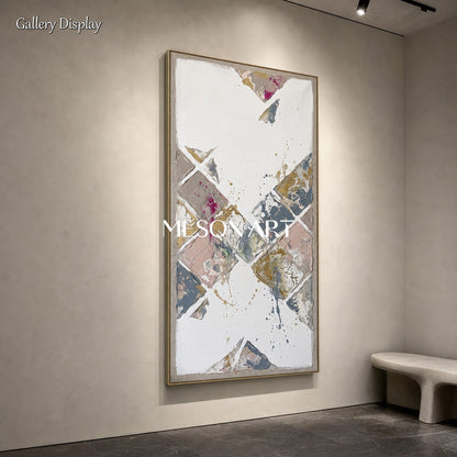 Minimalist Geometric Abstract Art With Metallic Accents For Modern Living Room Entryway Quiet Luxury Decor