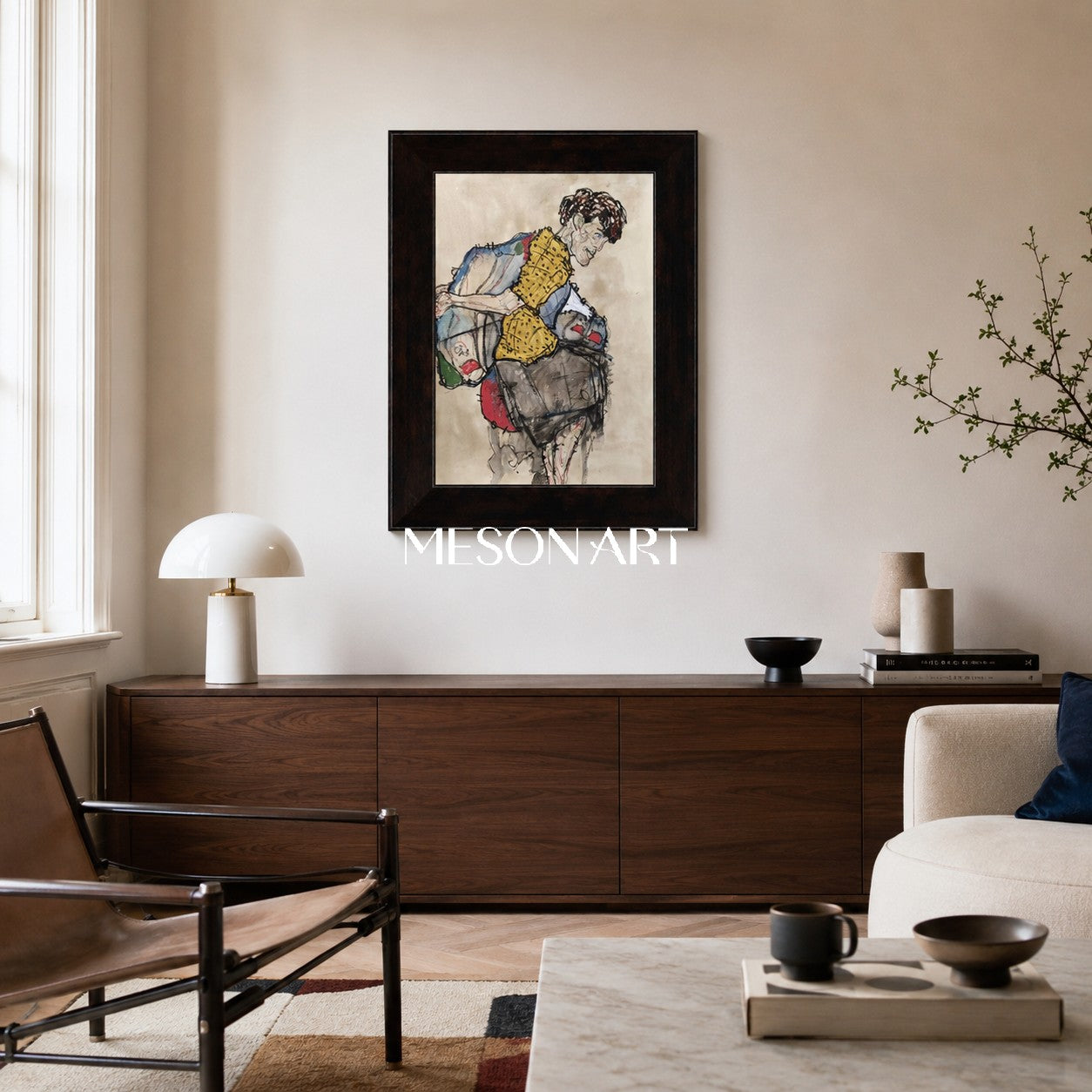 Brown And Yellow Figurative Contemporary Art Original Artist Fine Collectible Rectangular Painting By Mesonart