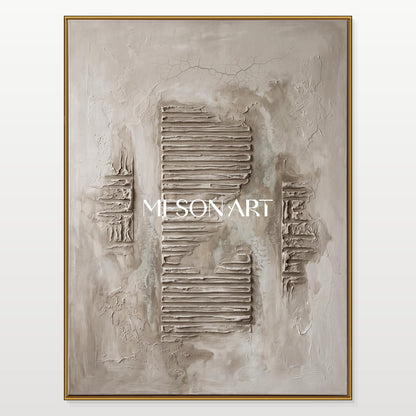 Gray Minimalist Textured Art Rectangular Wall Decor Original Artist Hand Painted By Mesonart