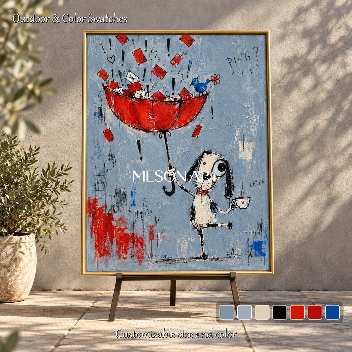 Red And Blue Graffiti Abstract Painting Rectangular Wall Art Original Artist Hand Painted By Mesonart