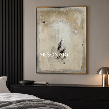 Neutral Abstract Art Textured Mixed Media Painting Original Artist Rectangular Wall Art For Living Room By Mesonart