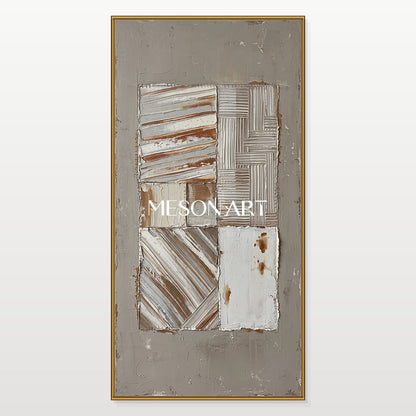 Gray Brown Minimalist Textured Wall Art For Modern Living Room Decor