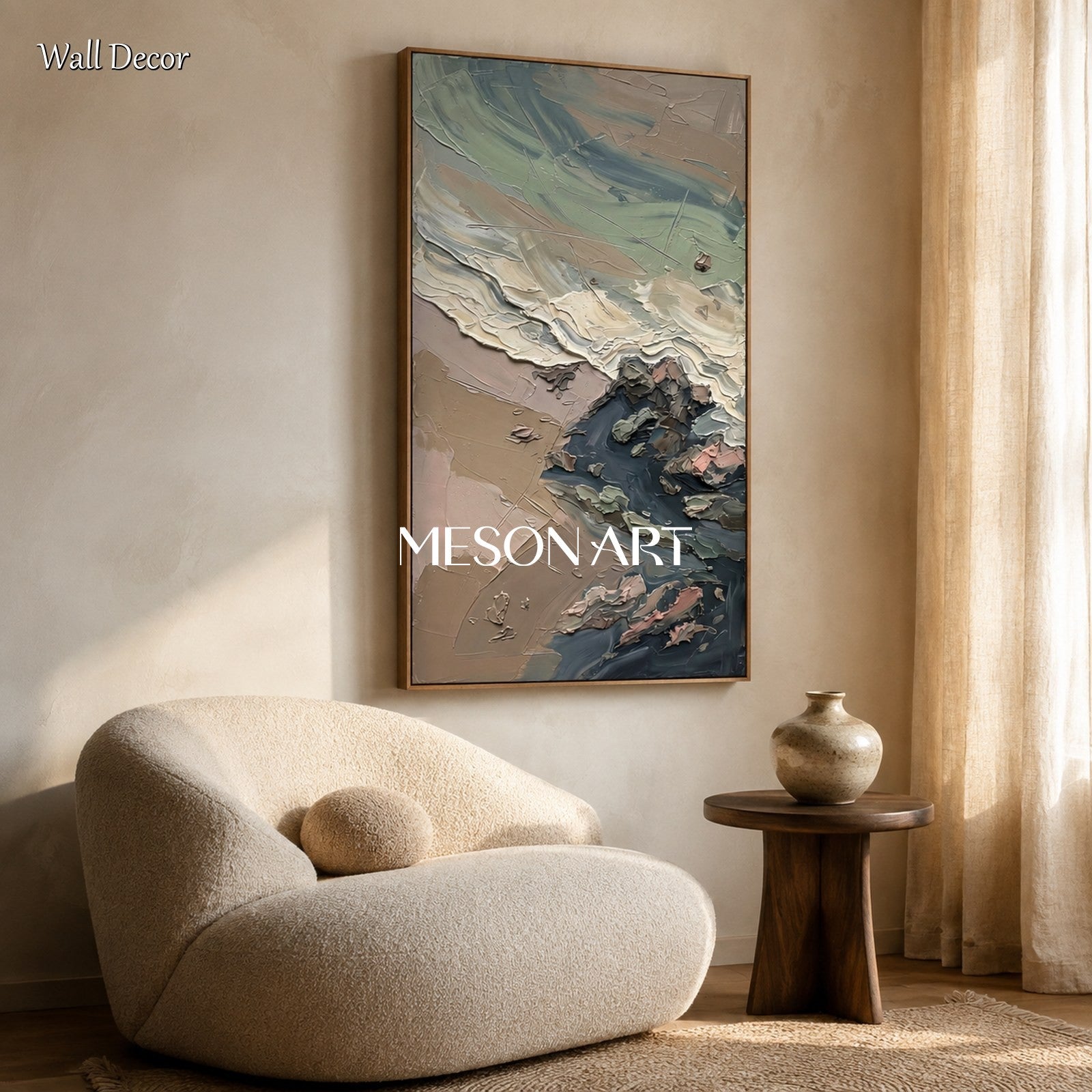 Beige And Gray Abstract Panoramic Wall Art Large Neutral Paintings Original Artist By Mesonart