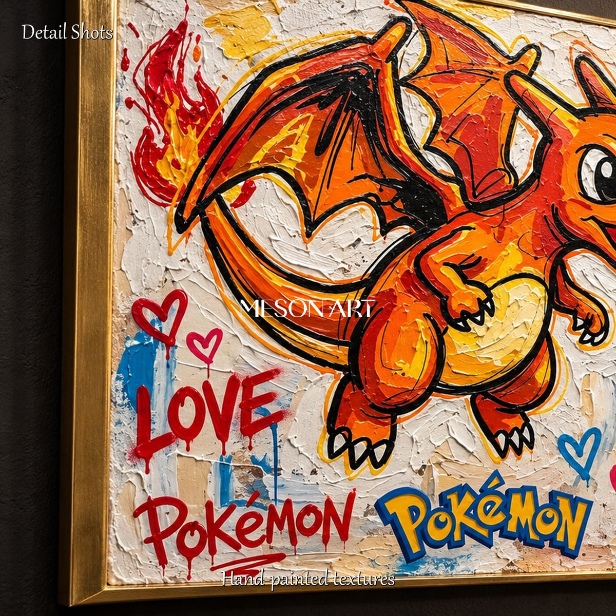 Orange Red Pokemon Anime Pop Art Canvas Gaming Culture Wall Art Rectangular By Mesonart