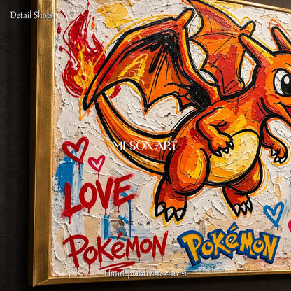Orange Red Pokemon Anime Pop Art Canvas Gaming Culture Wall Art Rectangular By Mesonart