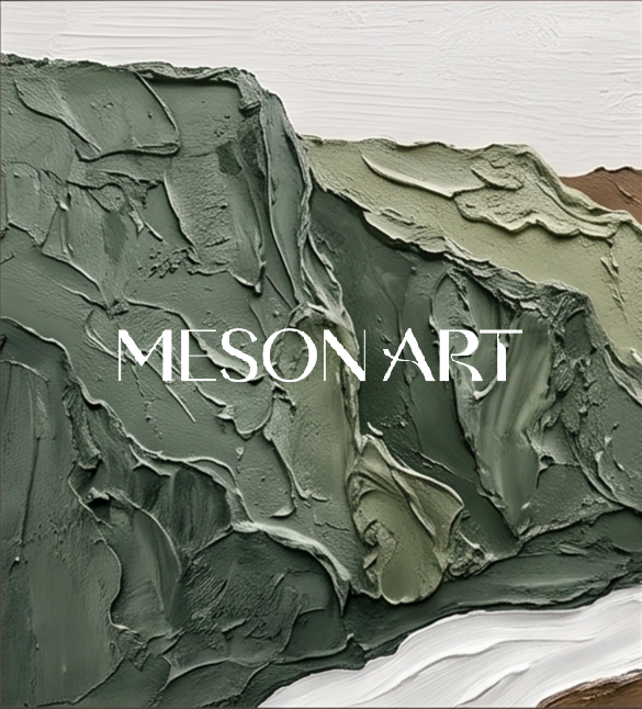Green And Brown Landscape Painting Rectangular Impasto Textured Contemporary Art Original Artist By Mesonart