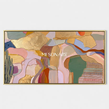 Gold And Beige Abstract Desert Landscape Panoramic Wall Art Original Artist By Mesonart