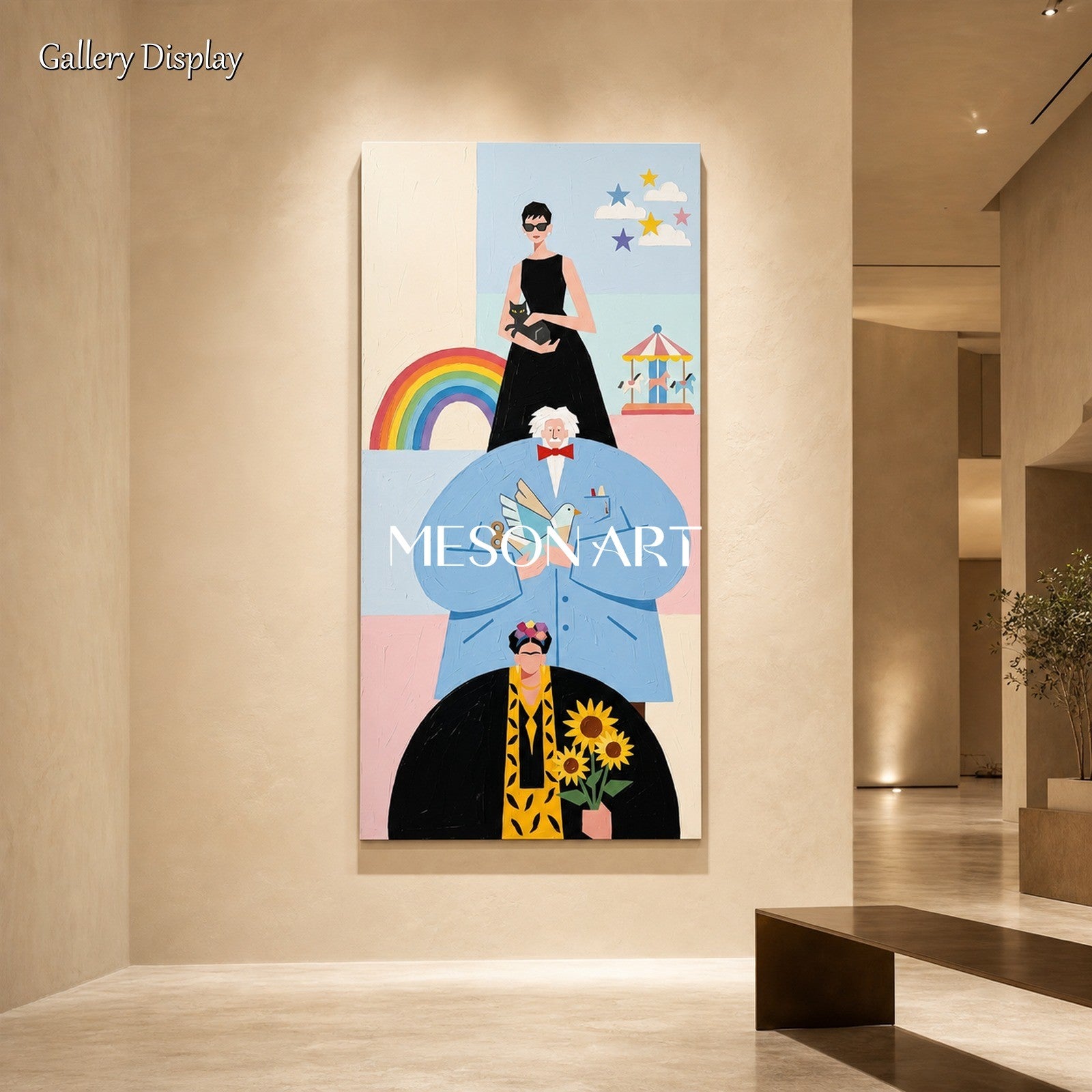 Minimalist Pop Art Painting With Iconic Figures For Modern Living Room Decor