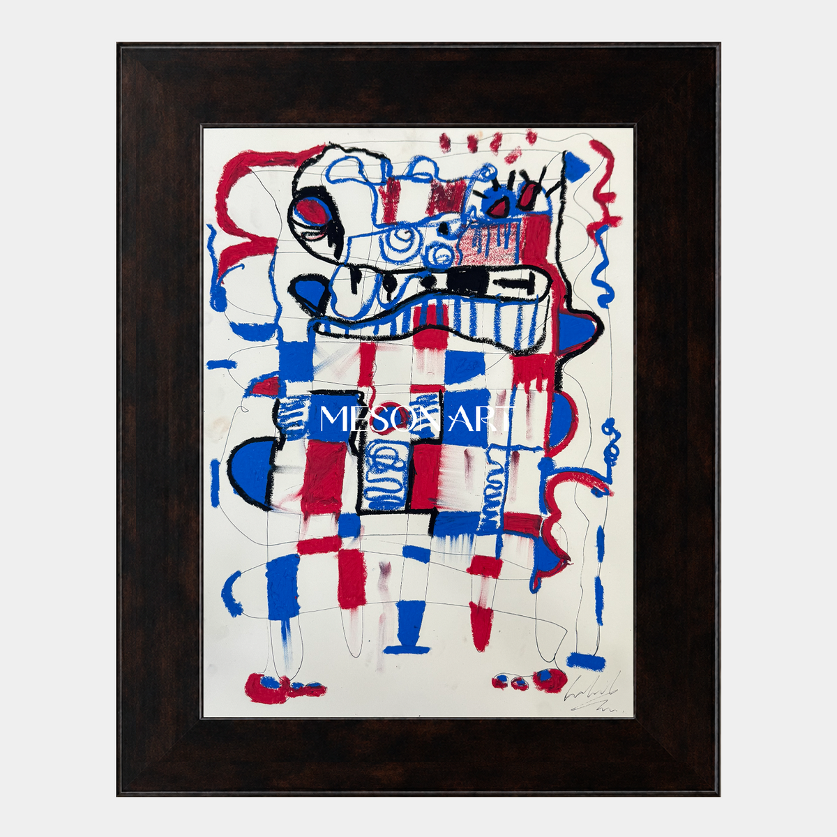 Red And Blue Figurative Abstract Portrait Modern Artwork Original Painting By Mesonart