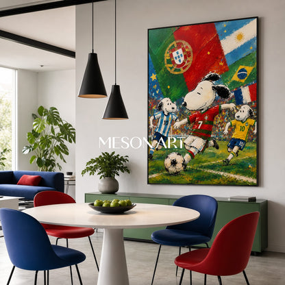 Snoopy World Cup Soccer Painting Vibrant Graffiti Style Art For Kids Room