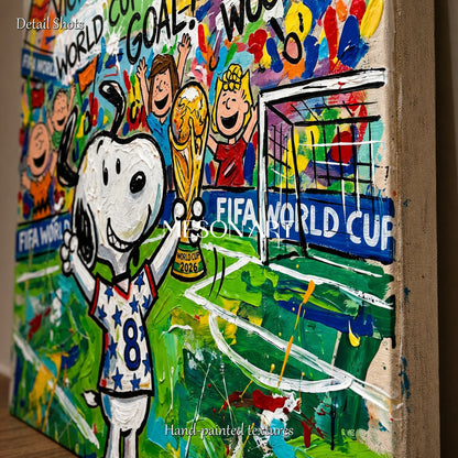 Snoopy World Cup Victory Painting For Kids Room And Living Space Pop Art Decor